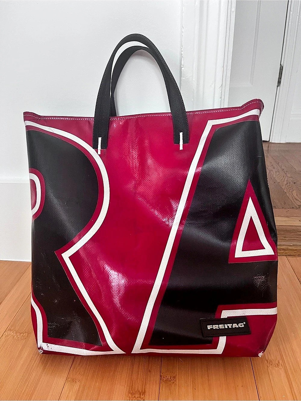 Freitag F202 Leland Red & Black Graphic Tote